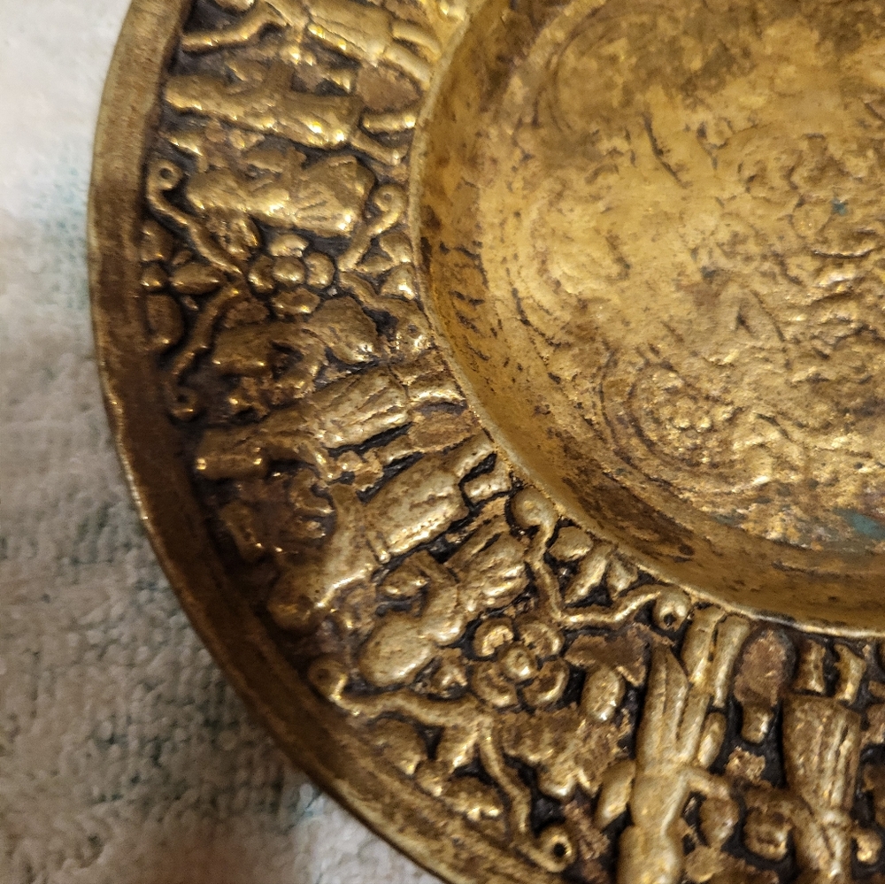 Handmade Turkish 5.5 In. Heavy Ornate Gold Decorative Plate - Picture 5 of 13
